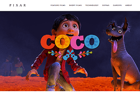 Pixar website in 2017