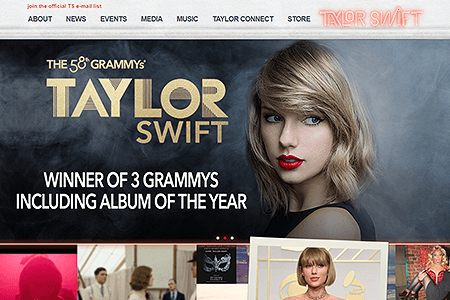 Taylor Swift website in 2017