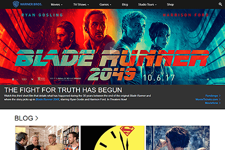 Warner Bros. website in 2017
