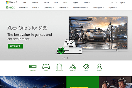 Xbox website in 2017