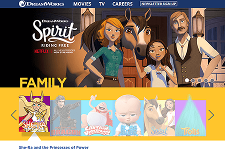 DreamWorks Animation website in 2018