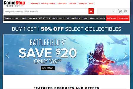 GameStop website in 2018