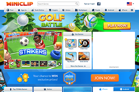 MiniClip website in 2018