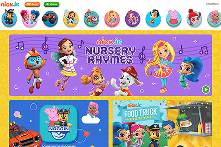 Nick Jr. website in 2018