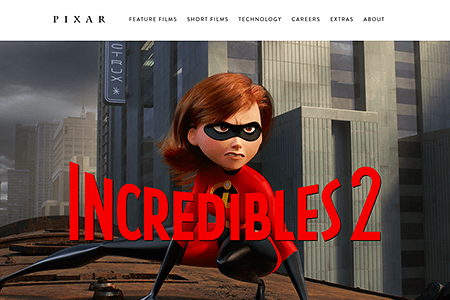 Pixar website in 2018