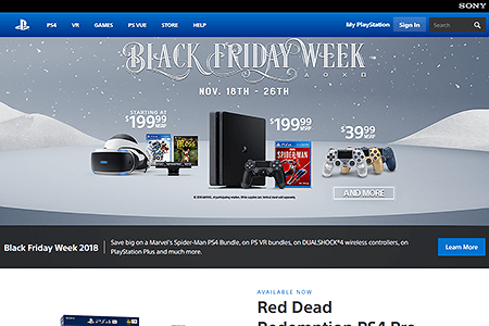 PlayStation website in 2018