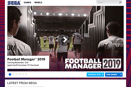 SEGA website in 2018