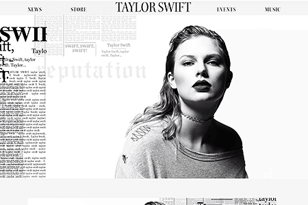 Taylor Swift website in 2018