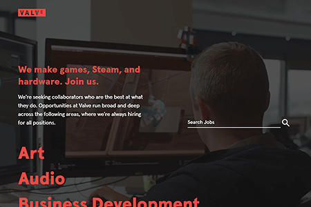 Valve Software website in 2018