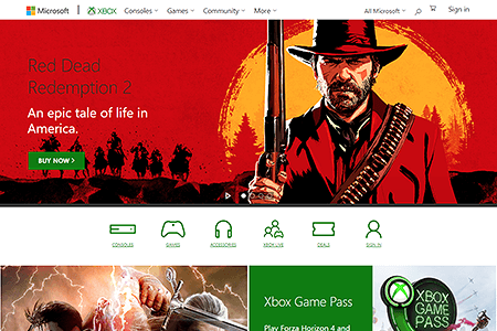Xbox website in 2018