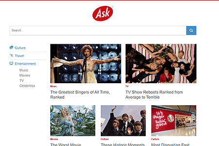 Ask.com website in 2019
