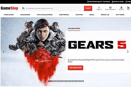 GameStop website in 2019