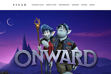 Pixar website in 2019