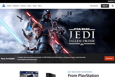 PlayStation website in 2019