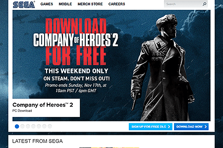 SEGA website in 2019