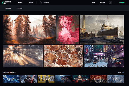DeviantArt website in 2020