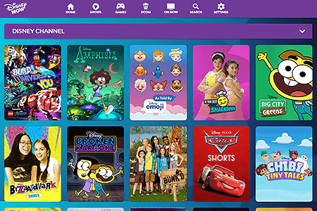 Disney Channel website in 2020