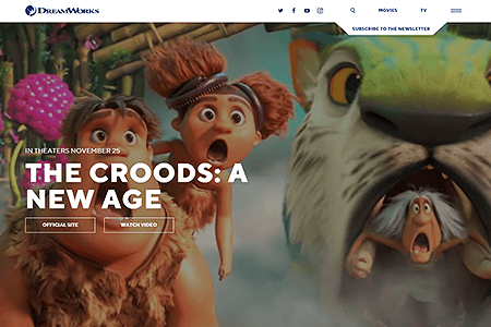 DreamWorks website in 2020