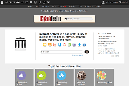 Internet Archive website in 2020