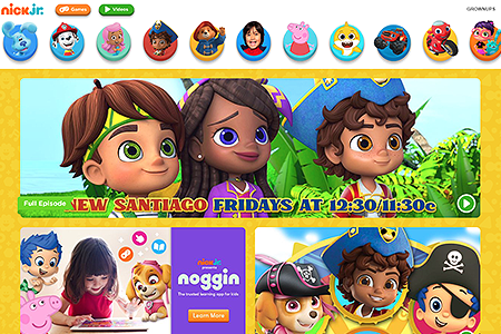 Nick Jr. website in 2020