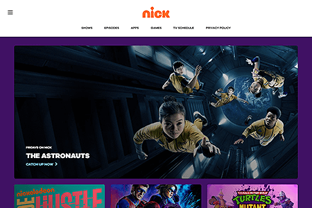 Nickelodeon website in 2020