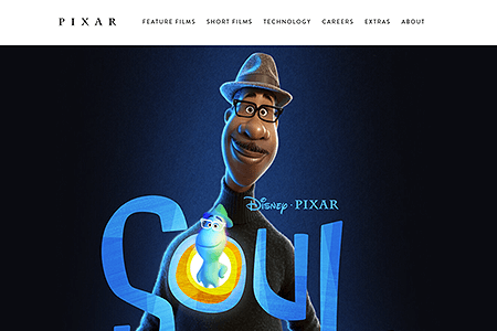 Pixar website in 2020