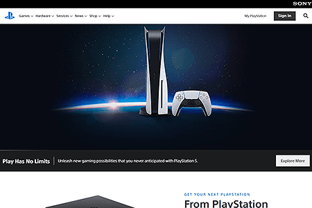 PlayStation website in 2020