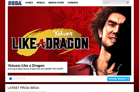 SEGA website in 2020