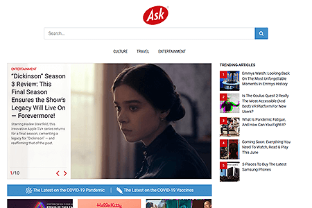 Ask.com website in 2021