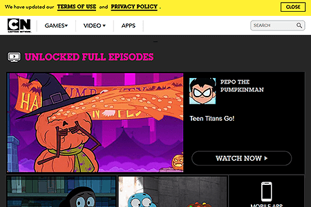 Cartoon Network website in 2021