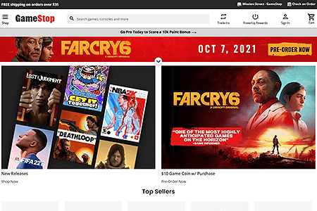 GameStop website in 2021