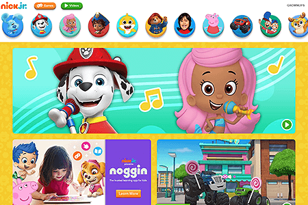 Nick Jr. website in 2021
