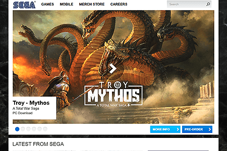 SEGA website in 2021