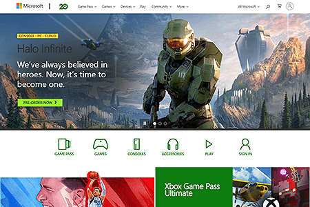 Xbox website in 2021