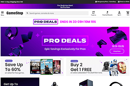 GameStop website in 2022