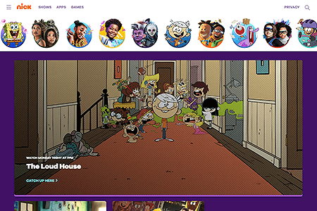 Nickelodeon website in 2022