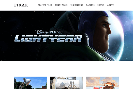 Pixar website in 2022