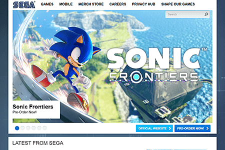 SEGA website in 2022