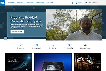 Intel website in 2023