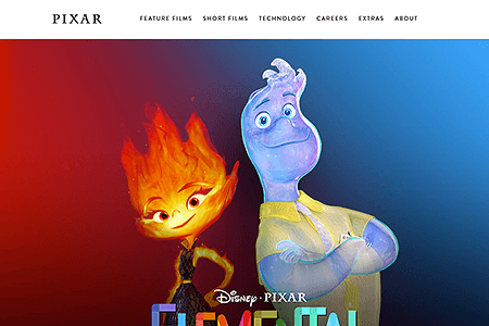 Pixar website in 2023