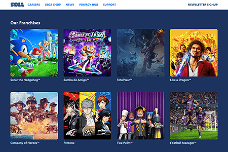 SEGA website in 2023