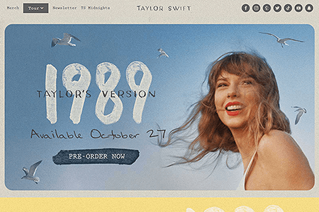 Taylor Swift website in 2023
