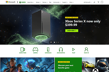 Xbox website in 2023