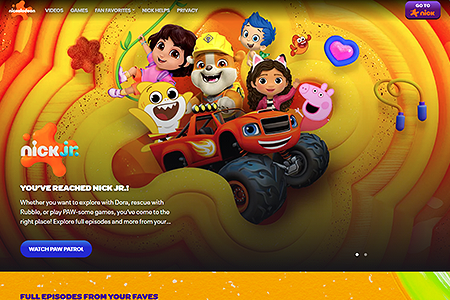 Nick Jr. website in 2024