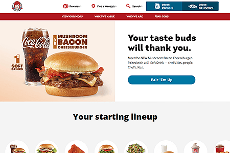 Wendy's website in 2024