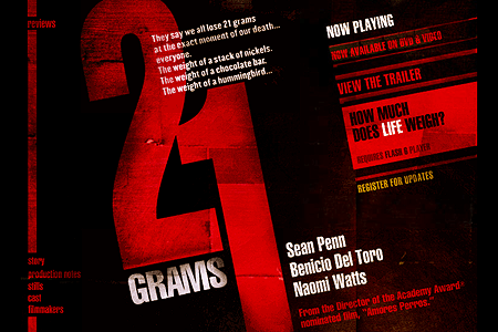 21 Grams website in 2003