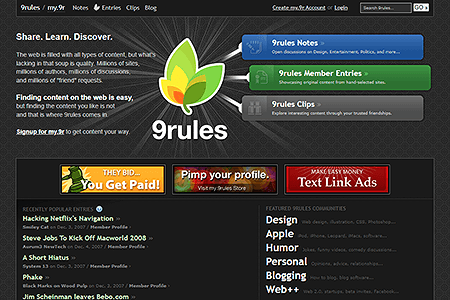 9rules website in 2007
