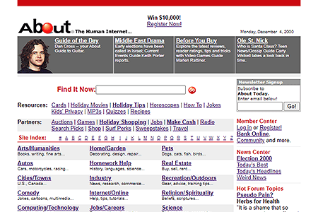 About.com website in 2000
