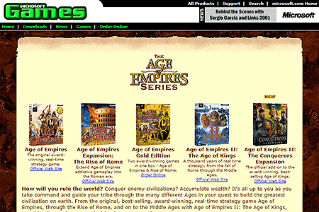 The Age of Empires Series website in 2000