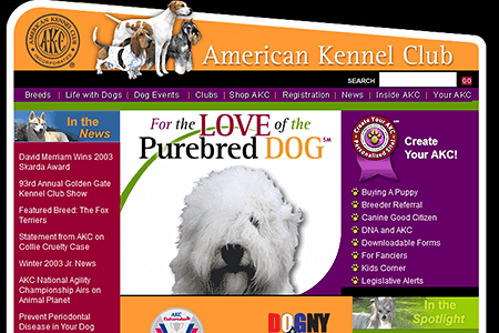 American Kennel Club website in 2003